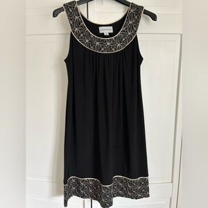 Ronni Nicole Black with Gold embroidered trim detail dress